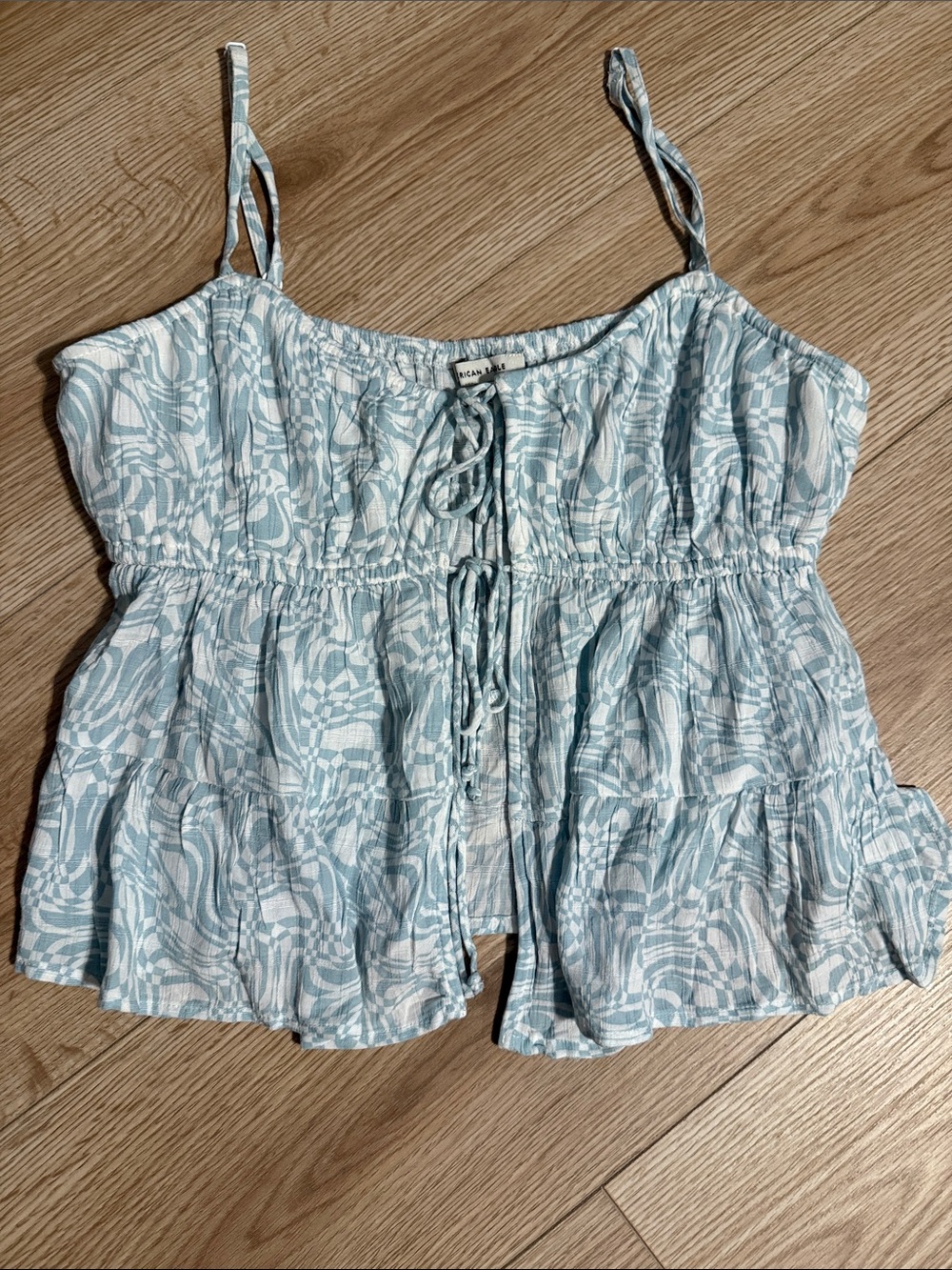American Eagle Outfitters Light Blue Printed Tie-Front Camisole